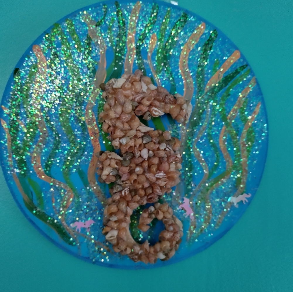 6" Hand Painted Seahorse Wall Art